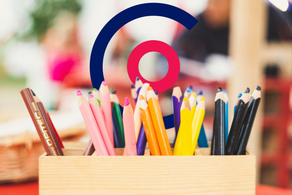 A close up of colouring pencils with the Coordinate logo in the background